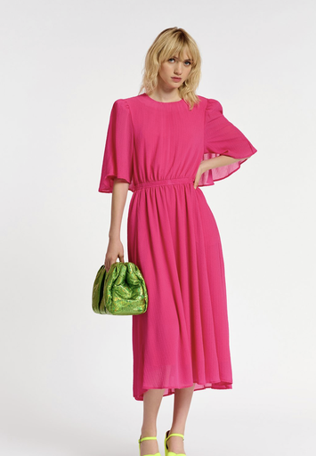 [C03042] ESSENTIEL - Robe Midi Rose - T40 - C03042