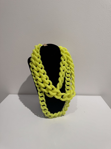 [A899] LOC - ESSENTIEL - Bijoux - Collier à maillons en résine jaune néon A899