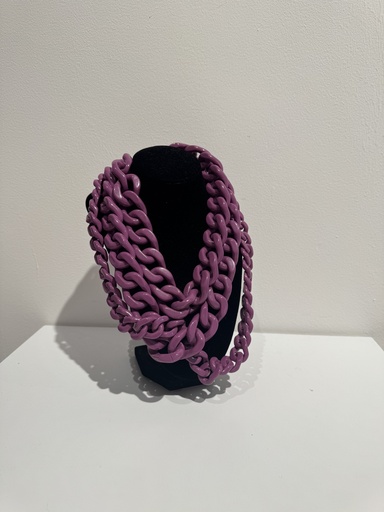 [A900] LOC - ESSENTIEL - Bijoux - Collier à maillons en résine pourpre A900