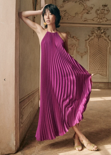 [C03053] SEZANE - Robe Midi imprimée LAYLA Fuchsia- t36  - C03053