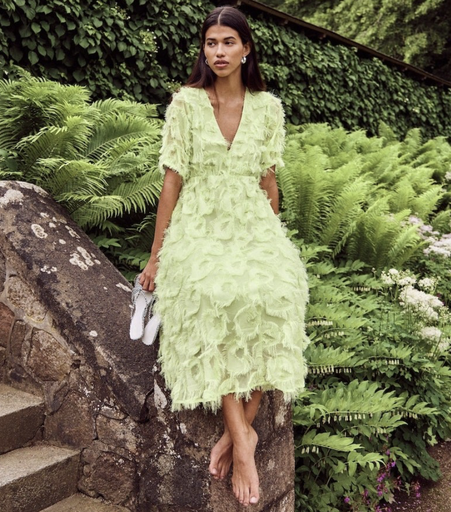 [C03078] Robe Midi jaune vert - C03078