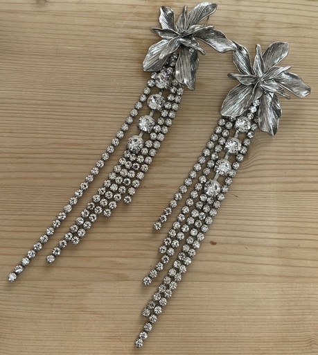[A921] LOC - ESSENTIEL - Bijoux - Boucles d'oreilles à fleur strass argentées - A921