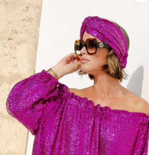[A922] Headband Fushia à Sequin - A922