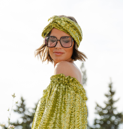 [A923] Headband Vert à Sequin - A923