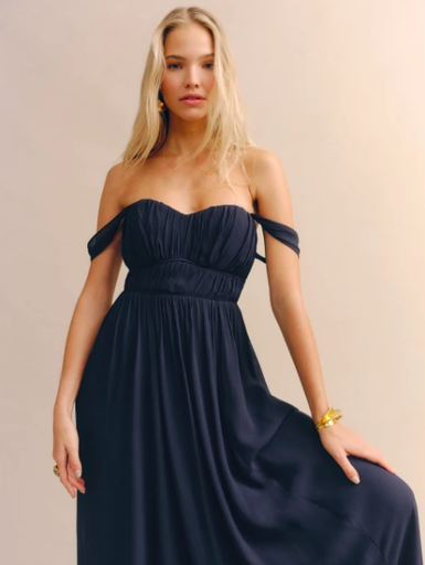 [C03103] REFORMATION - Robe Maxi Bleue Marine JAYDE - T40 -C03103