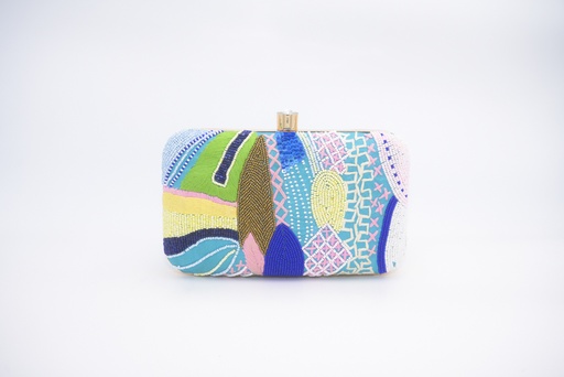 [A932] Sac perles bleue jaunes - A932