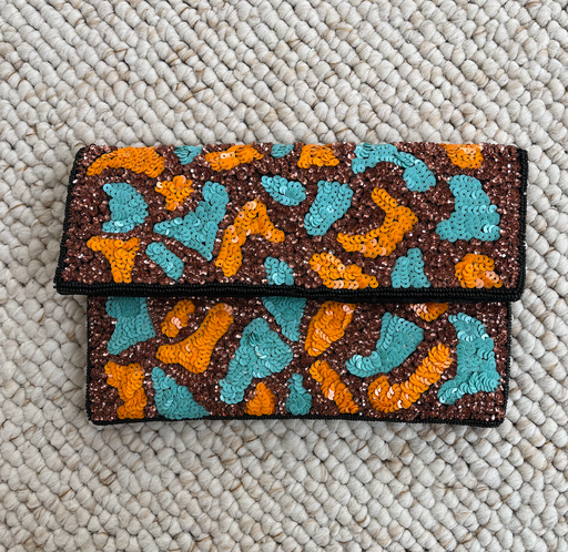 [A930] Sac Sequins - Orange et Bleu  - A930