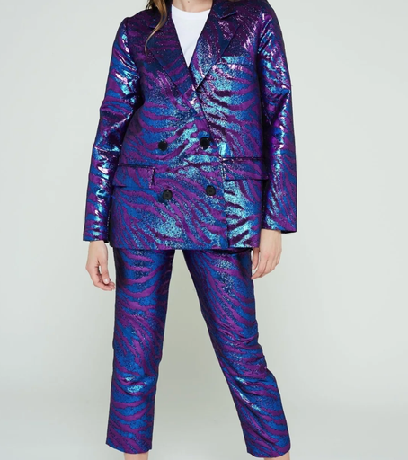[C03166] MODETROTTER - Ensemble Costume Veste & Pantalon Zeya - Zèbre Bleu et Violet  - T36 - C03166