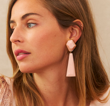 [A936] MAISON GUILLEMETTE - Bijoux - Boucles d'oreilles WALLIS Rose Pale A Clips - A936