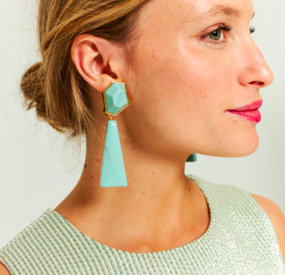 [A937] MAISON GUILLEMETTE - Bijoux - Boucles d'oreilles WALLIS Vert Pale A Clips - A937