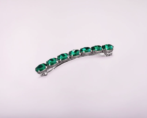 [A943] Barrette Juliette - GRANDE - Pierres SWAROVSKI - Crystal Vert - LES COURONNES DE VICTOIRE 
