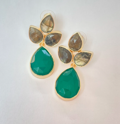 [A985] LOC - ACUS - Bijoux - Boucles d'oreilles Vert et Marron - SAUCE - A985