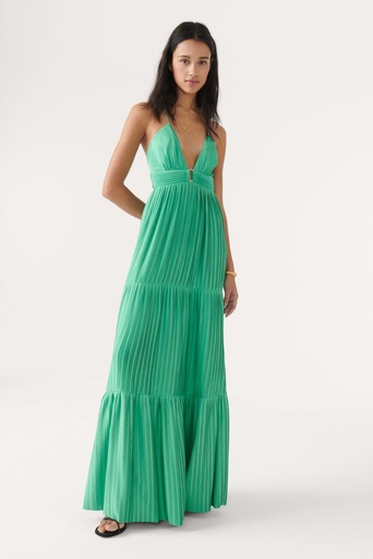 [C03218] BA&SH  - WASTA - Robe Maxi verte - T34 - C03218
