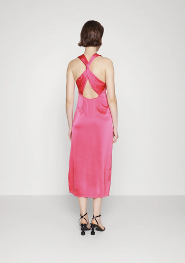 [C03229] SAMSOE - Robe Midi soie fushia - T38 - C03229