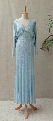 [C03231] ANIYE BY - Robe Midi sequins bleus ciels - T40 - C03231