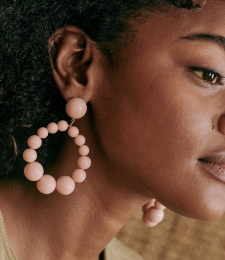 [A1013] LOC - SEZANE - Bijoux - Boucles d'oreilles Charlie roses poudrées - A1013