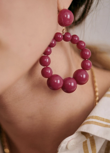 [A1014] LOC - SEZANE - Bijoux - Boucles d'oreilles Charlie fushia - A1014