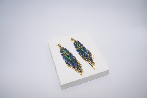 [A1016] GAS - Bijoux - Boucles d'oreilles Maya perles bleues - A1016