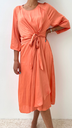 ESSENTIEL - Robe Midi soie orange - T38 - C03240