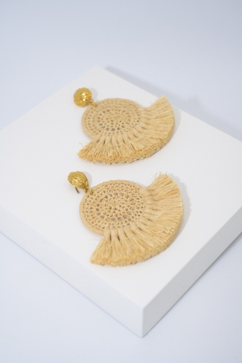 [A1032] LOC - SEZANE - Bijoux - Boucles d'oreilles raphia beige - A1032