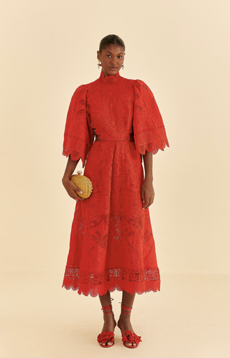 [C03255] FARM RIO -  Robe Midi rouge - T42 - C03255