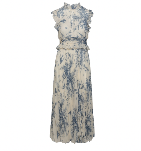 [C03264] RED VALENTINO - Robe Maxi fleurie bleue et blanche - T38 - C03264