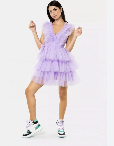 [C03275] ANIYE BY - Robe Mini froufrou tulle mauve - T38 - C03275