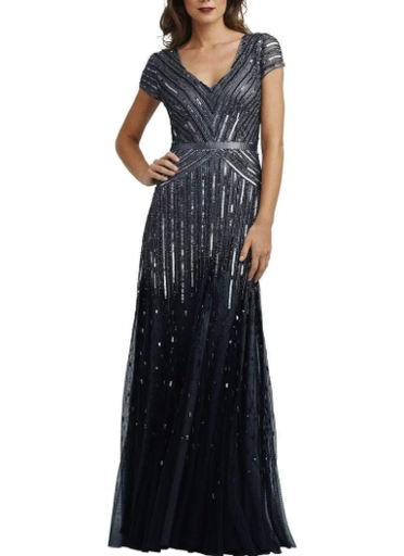 [C00979] ADRIANNA PAPELL - Robe Maxi argentée - T42 - C00979