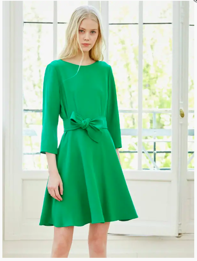 [C01130] CLAUDIE PIERLOT - Robe Mini verte ROSELIE - T38 -C01130