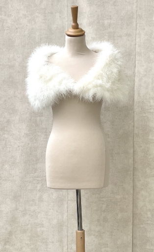 Veste fourrure bolero plumes blanc  - C01821