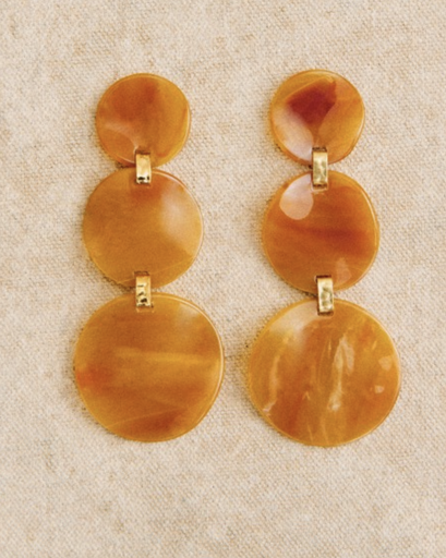 LOC - SEZANE - Bijoux - BO longue miel orangé -  A1049