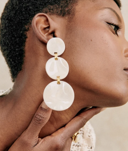 [A1050] LOC - SEZANE - Bijoux - BO longue miel orangé -  A1050