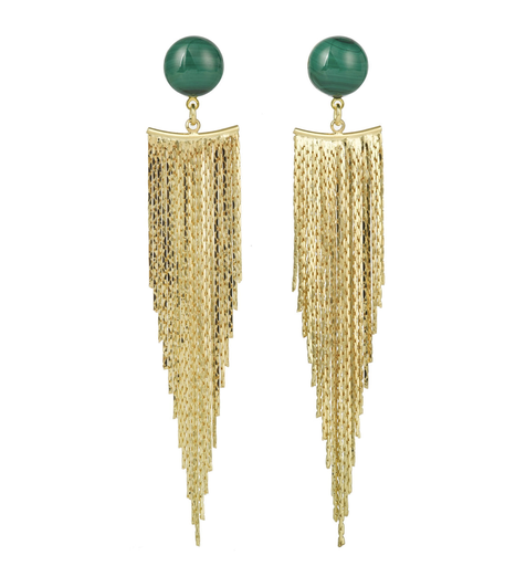 LOC - YOUM - Bijoux - BO dorée malachite -  A1054