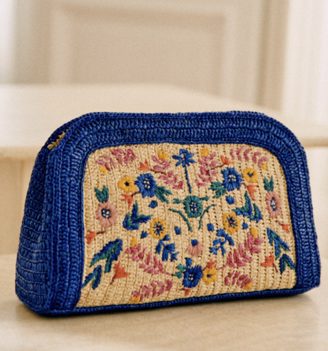 [A1057] Sézane - Sac paille beige fleuri - A1057