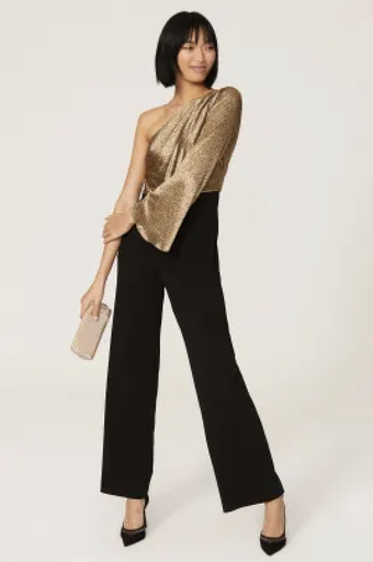 [C03322] RALPH LAUREN - Combinaison longue noire et dorée asymétrique - T36 - C03322