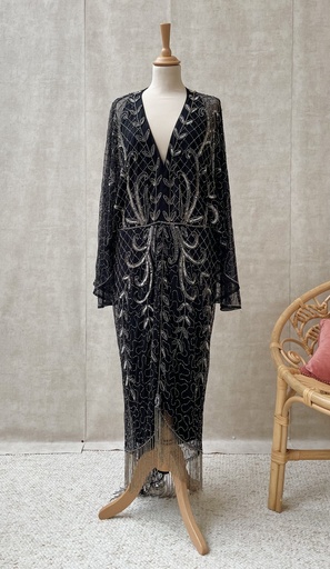 [C03336] ASOS - Robe noire perles et sequins argentés - C03336