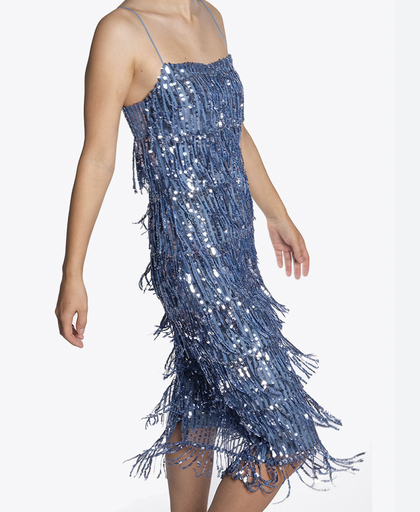 [C03352] SAMSOE SAMSOE - Robe Midi bleu sequins  - T34 - C03352