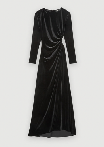 [C03362] MAJE - Robe Maxi velours noire - T40 - C03362