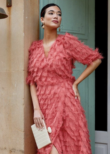 [C03376] Robe Midi rose - T38 - C03376