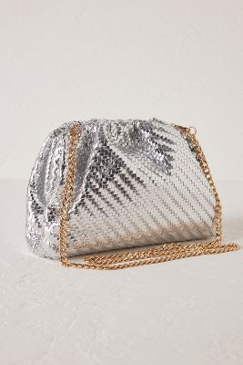 [A1076] Sac en cuir tressé argenté - A1076