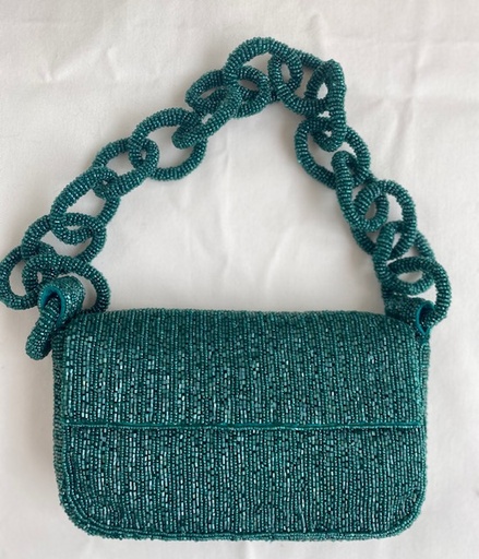 [A1077] Sac perlé vert - A1077