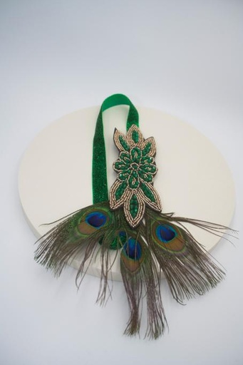 Années 20 - headband paon et perles vertes - A1085