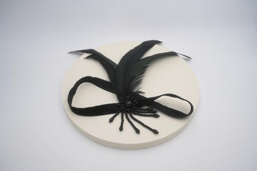[A1087] Années 20 - headband plumes et perles noires simple - A1087