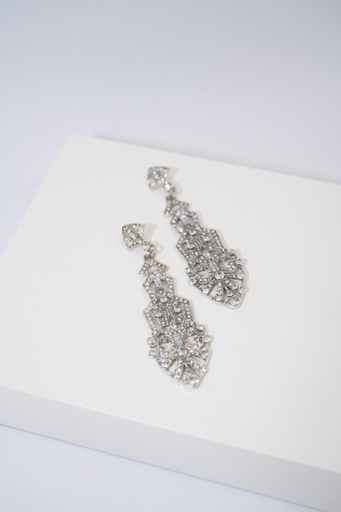 [A1105] LOC - Bijoux - Boucles d'oreilles années 20 argent clair - A1105
