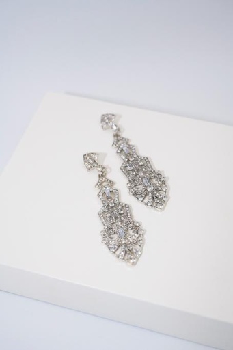 [A1106] LOC - Bijoux - Boucles d'oreilles années 20 argent foncé - A1106
