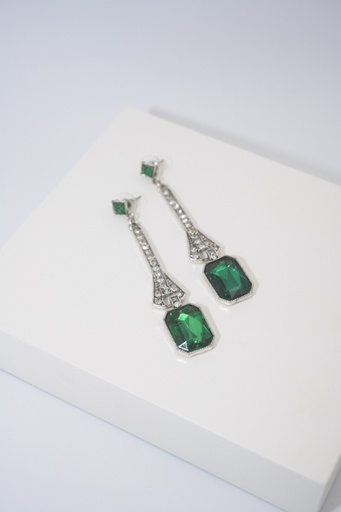 [A1107] LOC - Bijoux - Boucles d'oreilles années 20 vert Num 1 - A1107