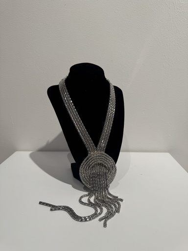[A1116] LOC - Bijoux - Collier années 20 noeud argent  - A1116