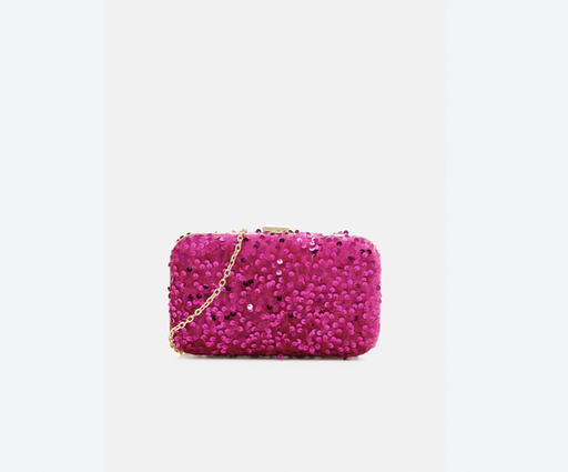 [A1216] Sac paillettes velours fuchsia - A1216