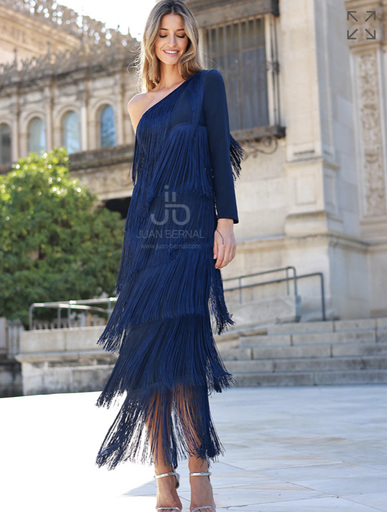 [C03403] Robe Midi floches bleue - T42 - C03403