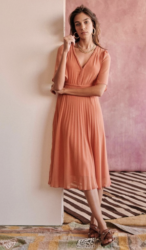 SEZANE - Robe Mide rose FLORENCIA - T42 - C02250